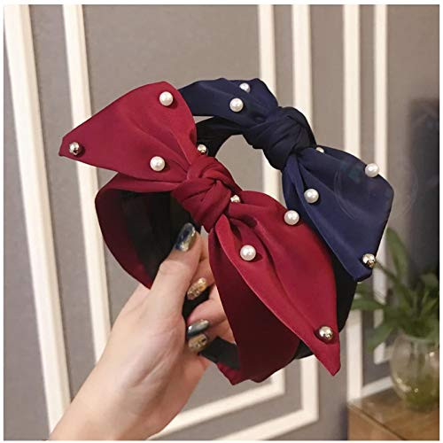 ASLKUYT Women Pearl Corss Knotted Hairband Solid Color Bowknot Non-Slip Headband Hair Ornament Girls Elastic Hair Hoop Headwear 2pcs ASLKUYT Women Pearl Corss Knotted Hairband Solid Color Bowknot Non-Slip Headband Hair Ornament Girls Elastic Hair Hoop Headwear 2pcs