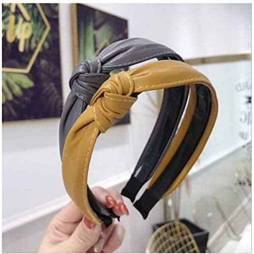 ASLKUYT Fashion hair accessories women s PU imitation leather fabric side knotted fine side with teeth non-slip headband girl hair band 2pcs ASLKUYT Fashion hair accessories women s PU imitation leather fabric side knotted fine side with teeth non-slip headband girl hair band 2pcs