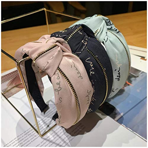 ASLKUYT Fashion Letter Chain Knot Headbands For Women Girls Wide No-Slip Twist Hairbands Ladies Hair Hoop Accessories Headwear 3pcs ASLKUYT Fashion Letter Chain Knot Headbands For Women Girls Wide No-Slip Twist Hairbands Ladies Hair Hoop Accessories Headwear 3pcs