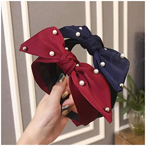 ASLKUYT Fashion Girls Pearl Bow Hairbands Non-Slip Teeth Knot Headbands For Girls Cloth Wide Side Hair Hoop Women Hair Accessories 2pcs ASLKUYT Fashion Girls Pearl Bow Hairbands Non-Slip Teeth Knot Headbands For Girls Cloth Wide Side Hair Hoop Women Hair Accessories 2pcs