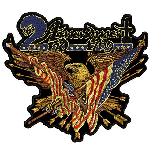 SHALL NOT INFRINGE  Embroidered Iron-On   Saw-On Rayon PATCH - 6 inch x 5 inch