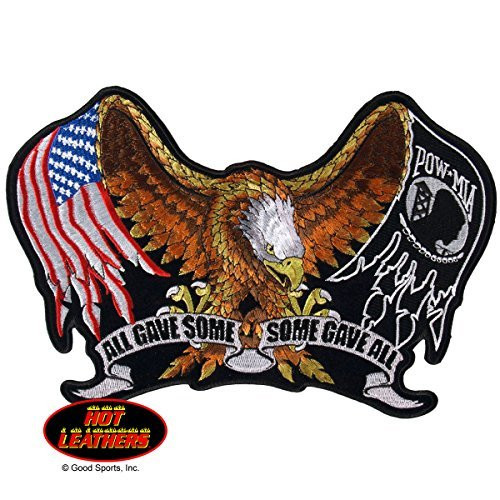 ALL GAVE SOME  SOME GAVE ALL EAGLE  inchAMERICAN FLAG AND POW MIA FLAG inch  PATCH - 5 inch x 4 inch