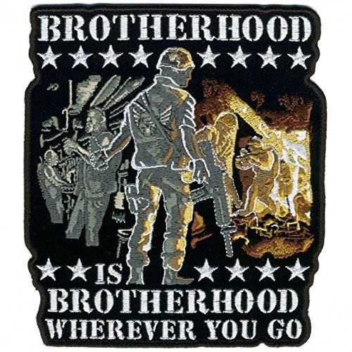 BROTHERHOOD WHEREVER YOU GO  High Thread Embroidered Iron-On   Saw-On Rayon PATCH - 5 inch x 6 inch