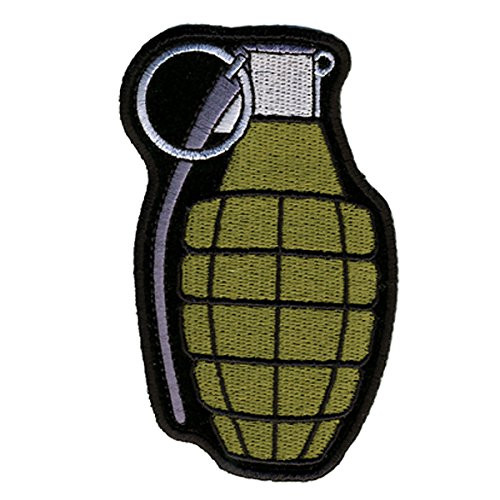 GRENADE  Exceptional Quality Iron-On Saw-On Heat Sealed Backing Rayon Hook  and  Loop Fastener - PATCH - Size - 2 inch x 4 inch