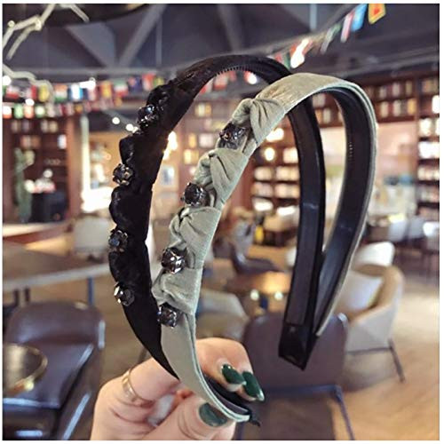 sjkkad Fashion simple hair accessories women s diamond-encrusted super shiny knotted bow-toothed non-slip hairband headband hair band 2pcs