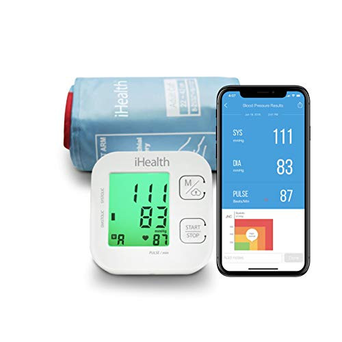 iHealth Track Wireless Blood Pressure Monitor Upper Arm with Wide Range Cuff, Bluetooth Blood Pressure Monitor Compatible for Apple & Android Devices, Automatic Blood Pressure Monitor, FDA Cleared