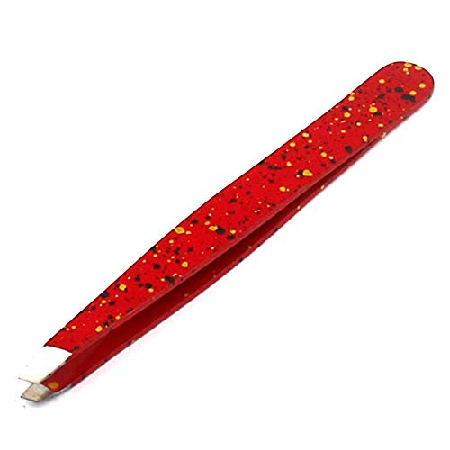 DDP Red  and  Black Slant Tweezers - Professional Stainless Steel Slant Tip Tweezer - The Best Precision Eyebrow Tweezers For Your Daily Beauty Routine!