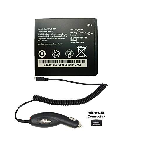 Replacement Battery CPLD427  CPLD-427 - BTRCP331A for T Mobile Hotspot with Micro Car Charger in Non Retail Packaging - 2 Year Limited Warranty