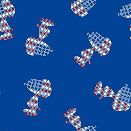 Peanuts Fabric Patriotic Snoopy in Blue 100 percent  Cotton Fabric by The Yard