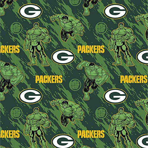 NFL Marvel Mash Up Fabric Hulk Green Bay Packers Fabric NFL Football in Green 44 inch Wide 100 percent  Cotton Fabric by The Yard