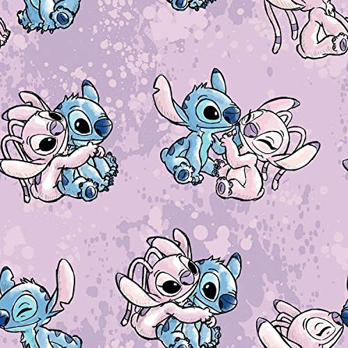 Disney Fabric Lilo  and  Stitch Angel Watercolor in Purple 100 percent  Cotton Fabric by The Yard