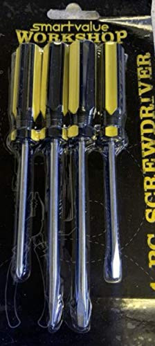 4 Pcs Mini Precision Small Phillips Slotted Head and Flatheads Screwdriver Set 1 Pc 5 ½ Inch Phillips Screwdrivers and 2 Pc 6 ½ Inch Flatheads 1 Pc 5 ½ Inch Flat heads Screwdrivers Non-Slip Grip