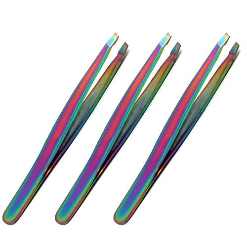 OdontoMed2011 Set of 3 Multi Titanium Color Rainbow Eyebrow Tweezers slant Tip Stainless Steel Pack OdontoMed2011 Set of 3 Multi Titanium Color Rainbow Eyebrow Tweezers slant Tip Stainless Steel Pack