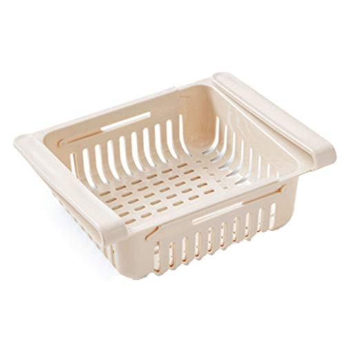Kanzd Fridge Drawer Organizer  Retractable Drawer Refrigerator Storage Box  Unique Design Pull Out Bins  Fridge Shelf Holder Storage Box Fit for Fridge Shelf Under 0.5 inch -Beige-
