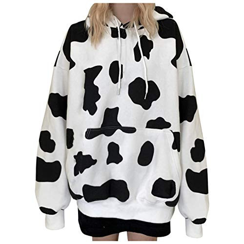 Cute Pullover for Women Lightweight Cow Graphic Print Sweatshirt Casual Long Sleeve Drawstring Hoodies with Pocket Cute Pullover for Women Lightweight Cow Graphic Print Sweatshirt Casual Long Sleeve Drawstring Hoodies with Pocket