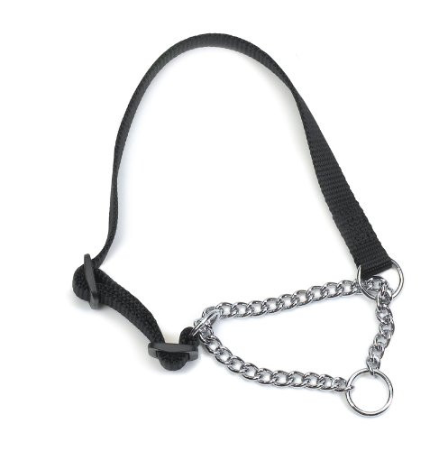 Ancol Heritage Nylon  and  Chain Check Collar Black 50-70cm Sz 5-9