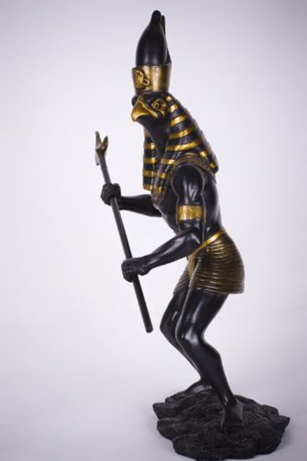 1 X Egyptian God Horus Statue Black and Gold Figurine