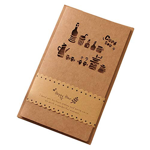 Dylandy 12PCS Openwork Greeting Card Creative Lover Birthday Holiday Greeting Card New Year Christmas Business Blessing Card Greeting Card Invitation Gift-Coffee Cup with Waist Seals-