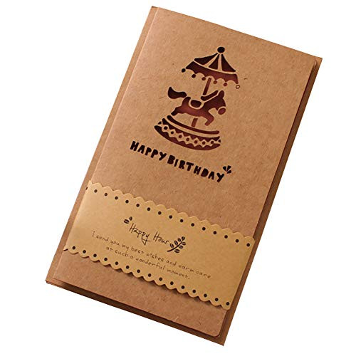Dylandy 12PCS Openwork Greeting Card Creative Lover Birthday Holiday Greeting Card Christmas Business Blessing Card Greeting Card Invitation Gift-Carousel with Waist Seals-
