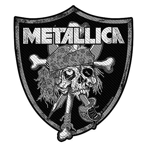 Metallica Men s Raiders Skull Woven Patch Grey