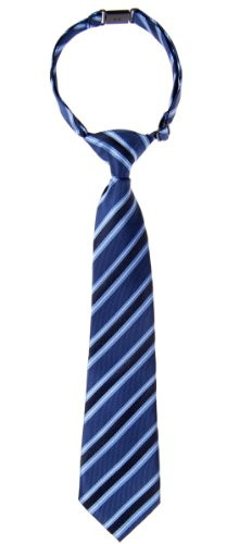 Retreez Preppy Stripe Pattern Woven Microfiber Pre-tied Boy s Tie - Blue - 6-18 months