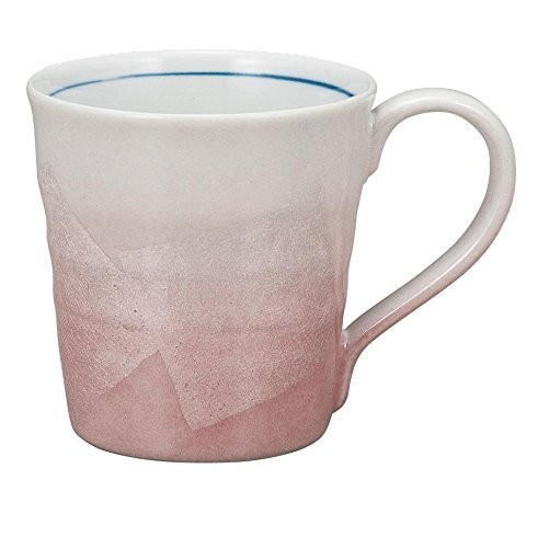 Kutani Pottery pink and white Gindami mug cup from Japan K4-887