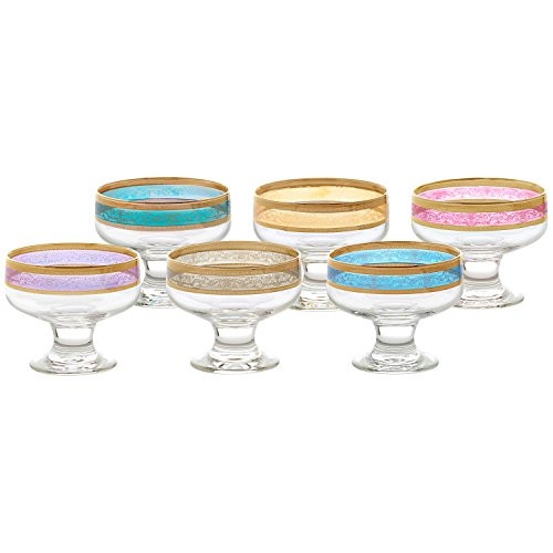 Lorren Home Trends 9441 Pedestal Melania Collection Bowls, Set of 6, Multicolored