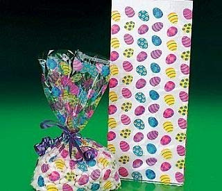 12 Easter Egg Print Cellophane Party Bags - Spring Egg Hunt Parties