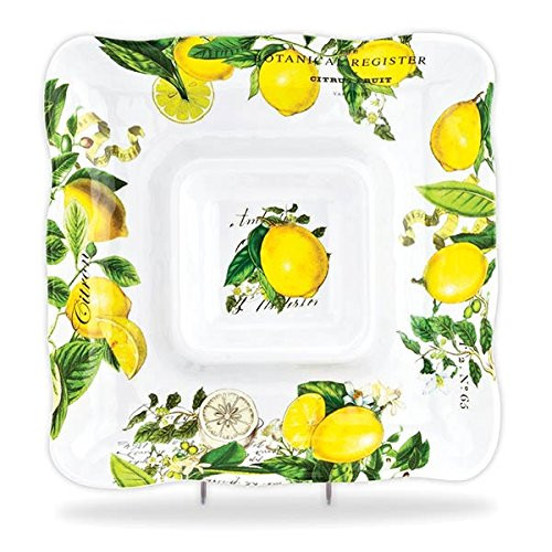 Michel Design Works Melamine Chip and Dip Serving Tray, Lemon Basil
