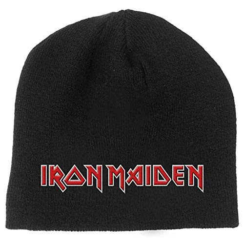 Iron Maiden Beanie Hat Classic Band Logo Book of Souls Official Black Size One Size