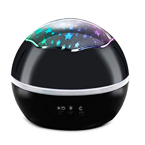 Star Projector Light, Rotating Star Moon Night Projector Lamp for Kids Baby Children Girls Boys Nursery Bedroom (Black)