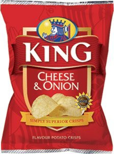 King Cheese  and  Onion Flavour Potato Crisps -16 x 37g pack-