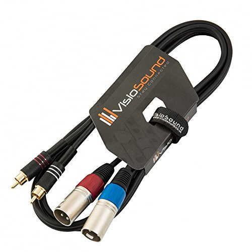 VisioSound 2 x Male XLR to 2 x RCA Gold Phono Plug Twin Lead Audio Signal Patch Cable 5 Feet