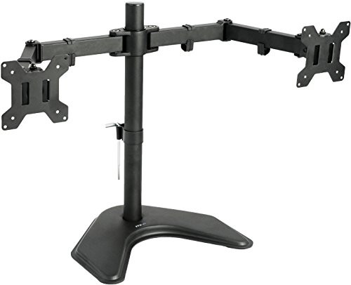 VIVO Dual LCD Monitor Free Standing Desk Mount with Optional Bolt-through Grommet / Stand Heavy Duty Fully Adjustable fits Two Screens up to 27" (STAND-V002F)