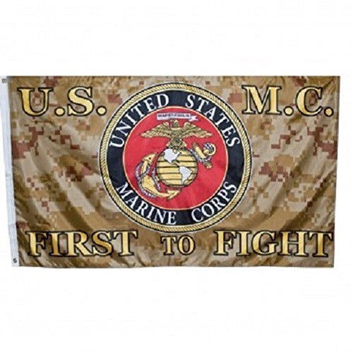 3x5 US Marine Corps Marines USMC Seal First to Fight Camoflauge ACU Desert Camo Flag 3 x5  Banner with Brass Grommets by Novelty Stores Online