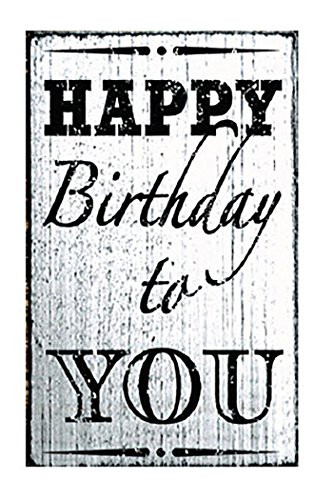 Vintage Stamps Happy Birthday to You Rubber Stamp Mounted on White Washed Wood Block