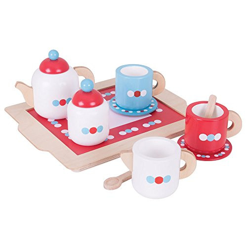 Bigjigs Toys Wooden Tea Tray Play Set - Pretend Play and Role Play for Children