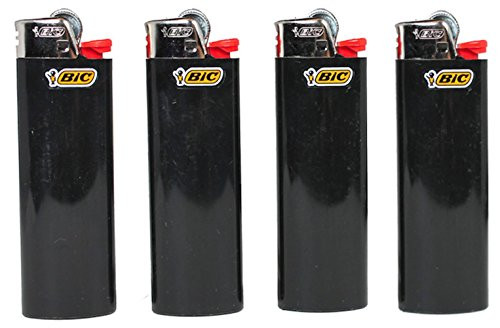 Lot of 4 Bic Ebony Jet Black Full Size Lighters New