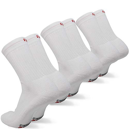 Performance Crew Socks -White 3 Pairs  US Women 8-10    US Men 6.5-8.5-