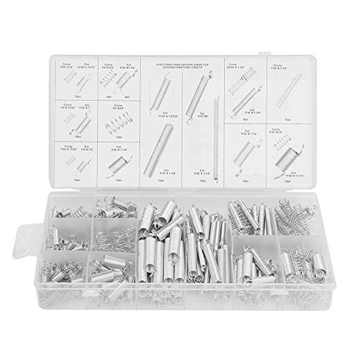 Beennex 200pcs Set 20 Sizes Extension Tension Compression Spring Assortment Metal Springs Kit with Box