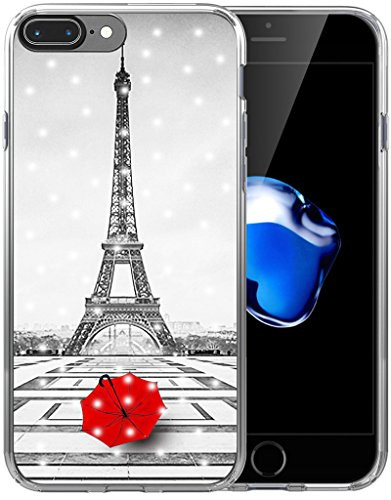 7 Plus Case Eiffel Tower 8 Plus Case IWONE Rubber Durable Protective Skin Cover Compatible with iPhone 7 8 Plus  Plus  Get Lost in Paris Creative Romantic Eiffel Tower Design
