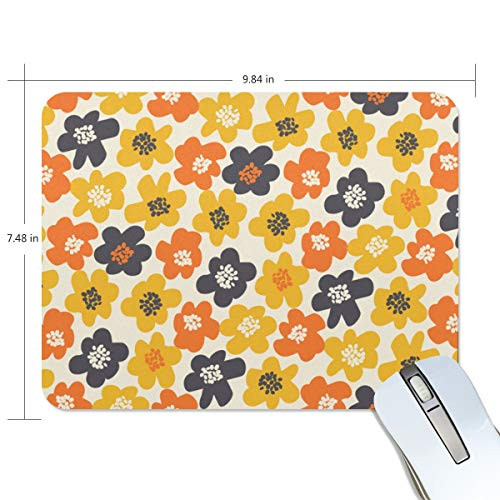 Fashion Retro Unique Custom Mousepad Orange Spring Romantic Sweet Fragrant Flower Printing Non-Slip Rectangle Natural Rubber Fabric Mouse Mat Gaming Mouse Pad
