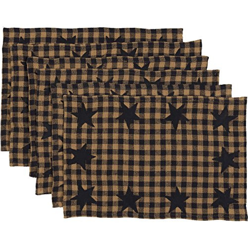 VHC Brands Classic Country Primitive Tabletop & Kitchen - Star Blue Placemat Set of 6, Navy VHC Brands Classic Country Primitive Tabletop & Kitchen - Star Blue Placemat Set of 6, Navy