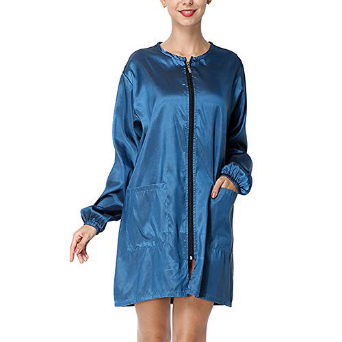 PLAFUETO Hair Stylist Grooming Smocks for Women Haircut Cape Barber Apron Jacket Vest for Hair Salon Dog Groomers Nail Tech Massage Therapist Beauty SPA Blue