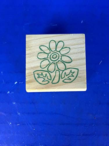 -849609- - Miniature Wood Mounted Rubber Stamp Flower - 1.5 inch x 1.5 inch