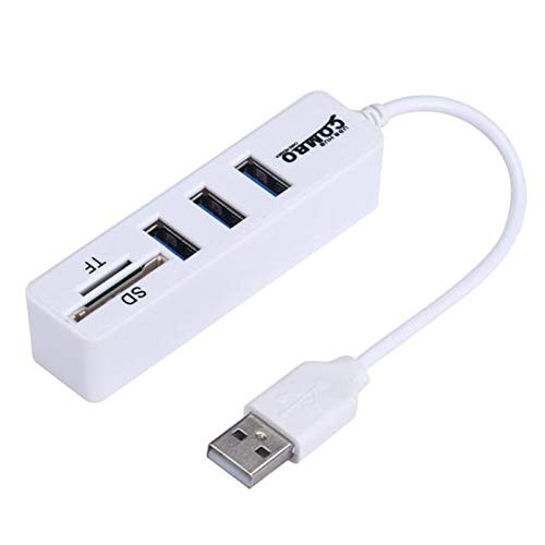 MOHALIKO Powered USB Hub  USB 2.0 Hub Splitter  Powered USB 2.0 Hub  USB 2.0 Hub Micro Secure Digital TF Flash Memory Card Reader Adapter for PC  HDD  Disk White
