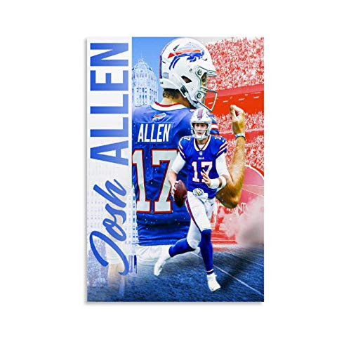 MHHG Football Player Josh Allen Famous Sports Star Poster 6 Poster Decorative Painting Canvas Wall Art Living Room Posters Bedroom Painting 12x18inch-30x45cm-
