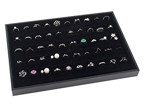 Stratalife Velvet Stackable Jewelry Organizer Tray Removable Jewelry Display Case Storage Showcase in Drawer -100 Slot Rings-