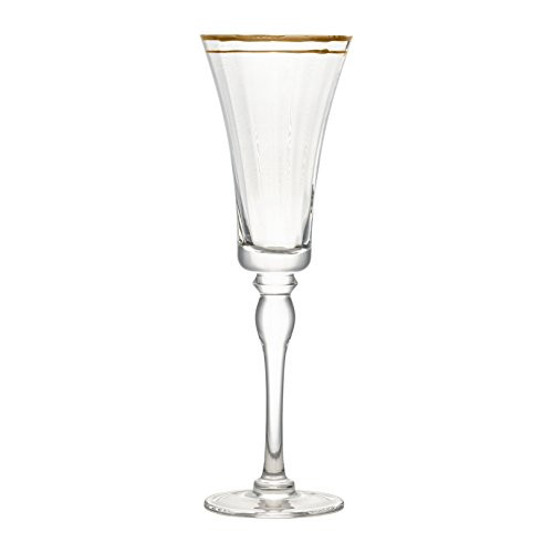 10 Strawberry Street KATEG-FLUTE4 Kate Champagne Flute, 8 oz, Gold Rim