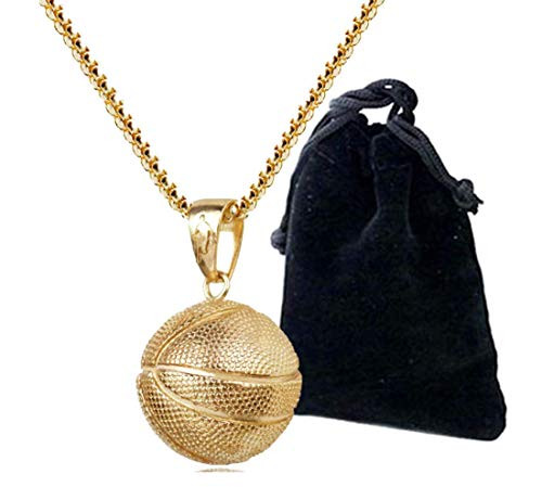 Aimys Mens 18k Gold Plated 3mm Rolo Fashion Basketball Pendant Necklace Stainless Steel Necklace Sports Necklace Hip Hop 24 Inches Chain Aimys Mens 18k Gold Plated 3mm Rolo Fashion Basketball Pendant Necklace Stainless Steel Necklace Sports Necklace Hip Hop 24 Inches Chain